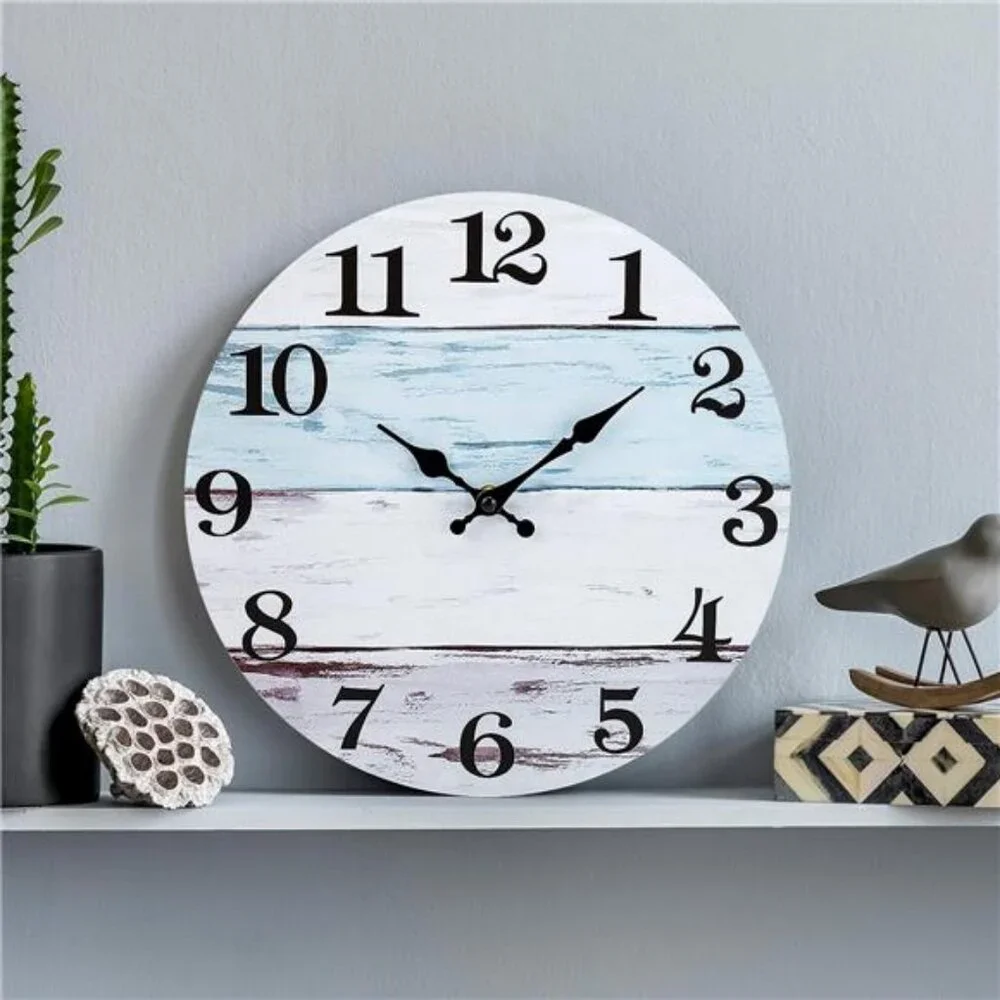 Wall Clock 12 Inch Bathroom Clock, Rustic Wall Clocks Battery Operated, Silent - Picture 3 of 7